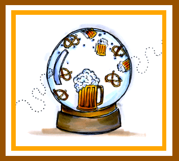 A Beer and Pretzel Globe Card