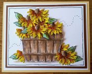 Cone Flowers in a Barrel Card